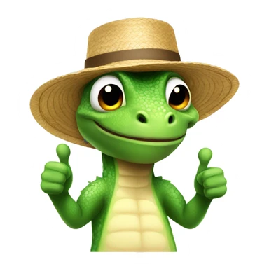 lizard with straw hat giving thumbs up sticker