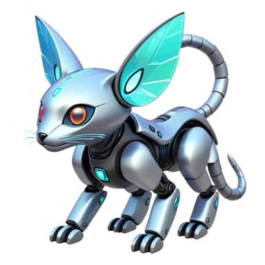  exotic tropical iridescent cyber-Protogen-Fakémon-Pokémon-Vernid-robot-feline-creature sticker