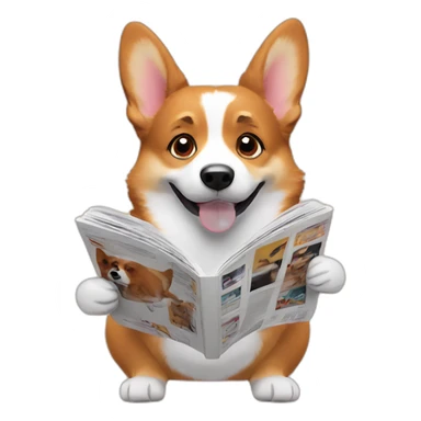 corgi reading a magazine sticker