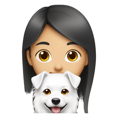 asian girl with Japanese spitz dog sticker