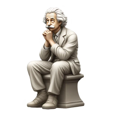 sitting philosopher-statue as albert einstein and thinking lean on fist sticker