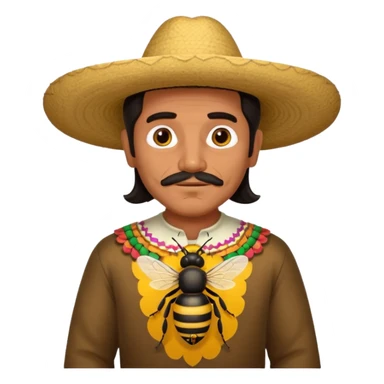 cabeza de señor mexicano, viejo, agregale un cuerpo de abeja, el pelo del señor hazlo oscuro sticker