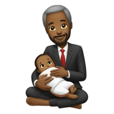 Moi having a baby with Jomo Kenyatta sticker