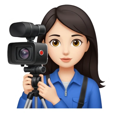 quiero crear una chica con una camara como si estuviese grabando vlog con el pelo oscuro  sticker