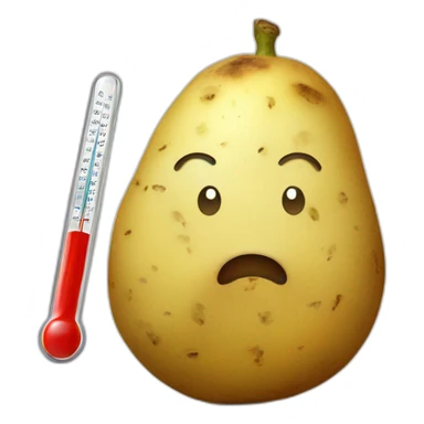 a potato with a thermometer in its mouth sticker