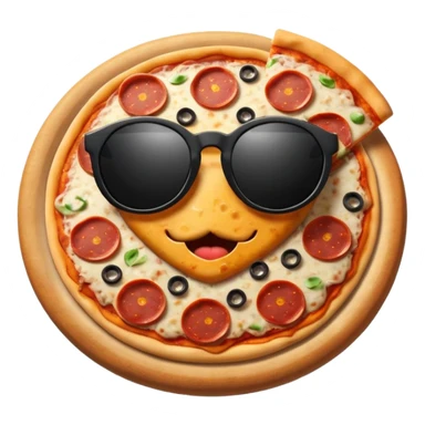 Pizza with black sunglasses sticker