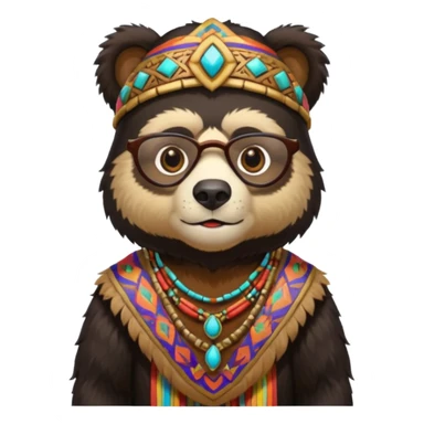spectacled bear in Inca costume sticker
