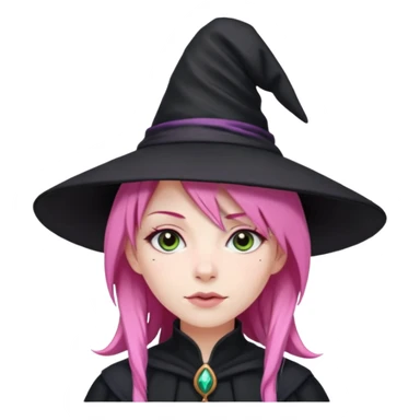 A witch with a pink hair sticker
