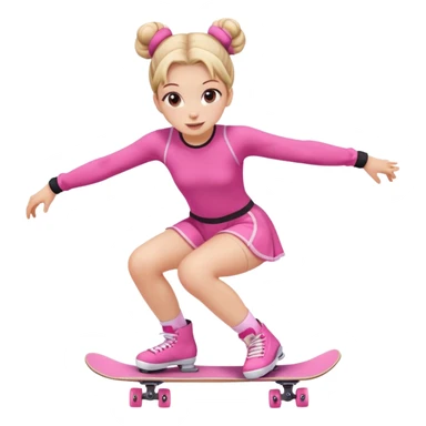 Cute skater girl with two buns and pink outfit, gliding with playful energy. sticker