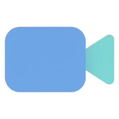 Video camera icon, flat emoji style, outline with blue and turquoise colors sticker