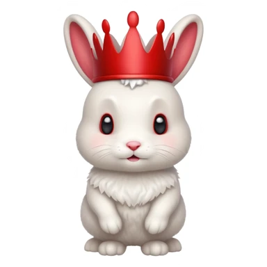 white cute bunny with red crown, funny, standing sticker