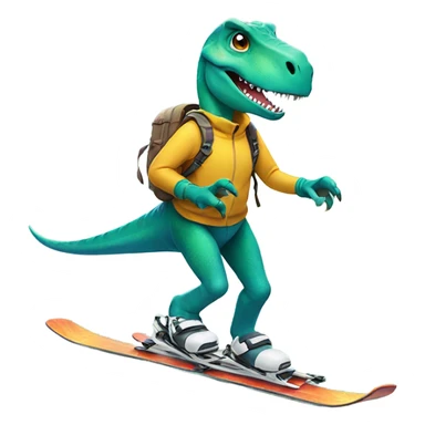 Dinosaur on skis sticker