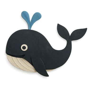 a black whale, paper craft style sticker