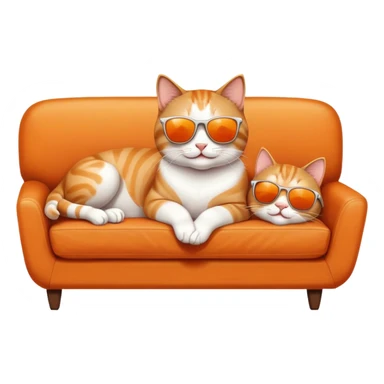 happy cat lounging on a couch wearing sunglasses sticker