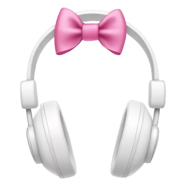 White headphones with a pink bow on the side of them sticker