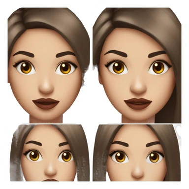 Brunette long straight hair bombshell big lips eyelashes makeup sticker