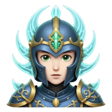 mystic knight with full face helmet and has he has eldricth powers sticker