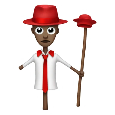 stick man with red tie and hat with red detail   sticker
