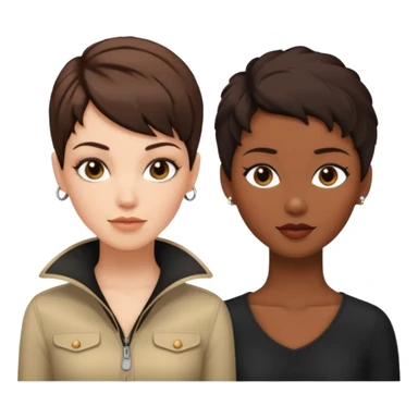 white woman brunette with a pixie hairstyle and black woman with long locks that looks more masculine sticker