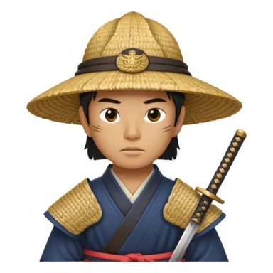 Samurais in Hat, Samurai with straw hat and sword sheath sticker