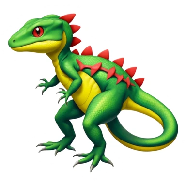 Genesect-lizard-Salandit-Treecko-Kecleon-Fakémon-Pokémon-hybrid-creature (full body)  sticker