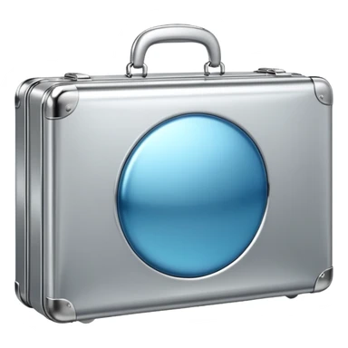 A luxury briefcase emoji made of polished silver chrome, smooth rectangular shape, metallic reflections, minimal high-end design, swag business aesthetic, iOS emoji style, centered, clean white background
 sticker