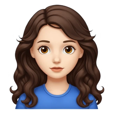 A white girl with long dark brown wave hair  sticker