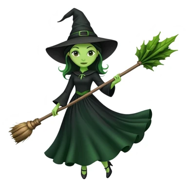 Elphaba on a broom flying sticker