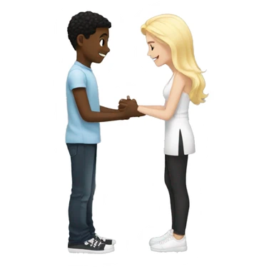 black boy proposing to a white blonde girl sticker