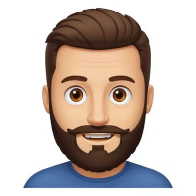 man, buzzed hair, brown eyes, full beard, smiling sticker