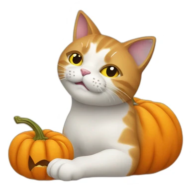 Cat carving a pumpkin sticker