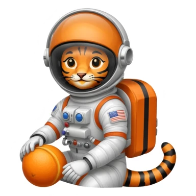 closed helmet astronaut riding tiger sticker