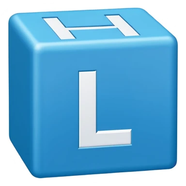 The letters L and R in a blue box 2D sticker