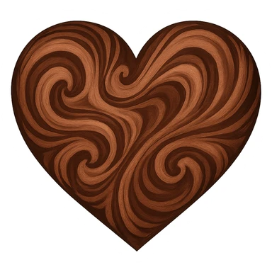 heart with a swirling cocoa pattern, digital illustration, no background sticker