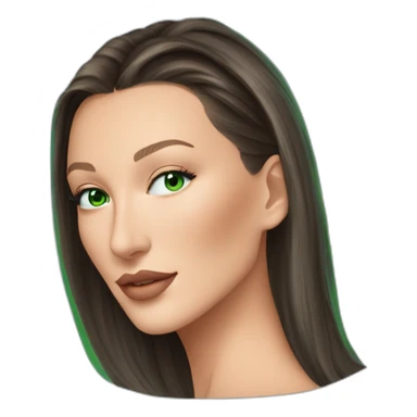 Bella hadid avec des cheveux chatin et un reflet soleil sur le devant de ses cheveux et au yeux vert bleu sticker