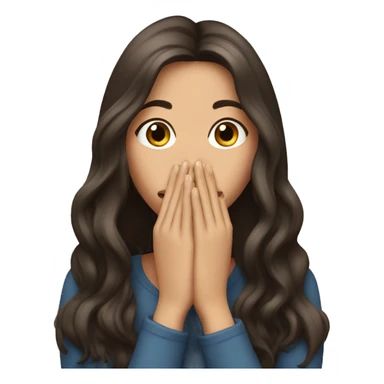 long hair Brunette girl with her Hands covering her mouth sticker