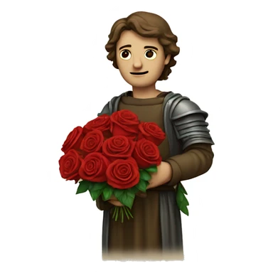 Petrarch holds a bouquet of red roses in his hand sticker