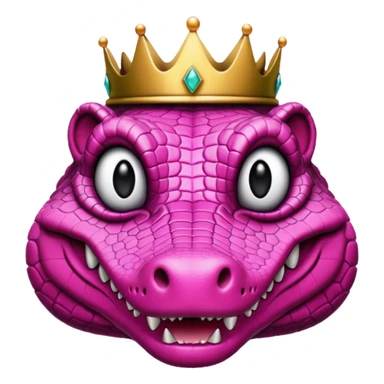 front-facing pink crocodile head, black crown sticker