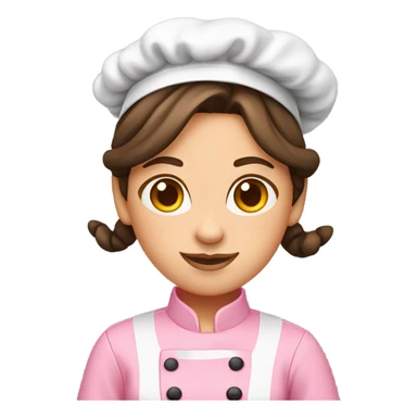 brunette chef with pigtail braids and a pink chef outfit sticker