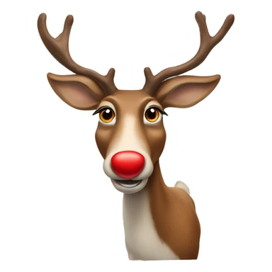 Realistic red nose reindeer sticker