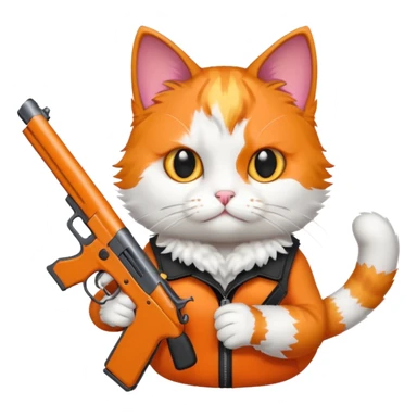 A cat with a gun sticker