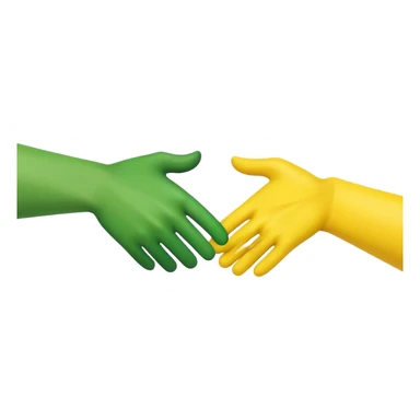 green hand and yellow hand, handshake sticker