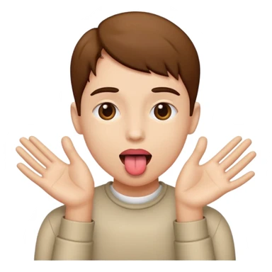 Tongue out with hands to the side sticker