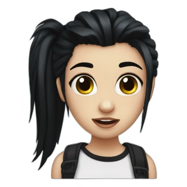 emo girl black hair pony piercings silly face sticker