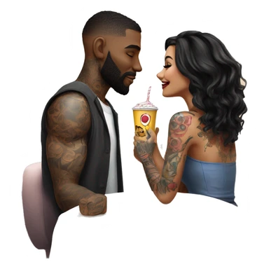 Romantic movie theater date for beautiful tattooed couple sticker