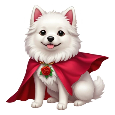 White dog red cape rose front sticker