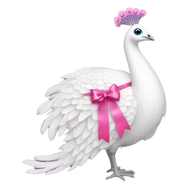 White peacock with pink ribbon sticker