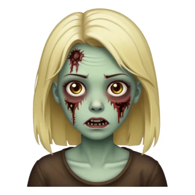 faça uma menian zumbi com o cabelo liso castanho escuro com algumas mechas loiras sticker