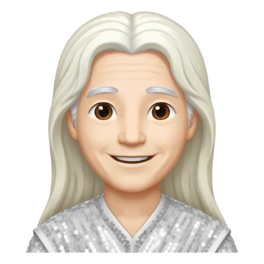 God from The Bible with long white hair, white sequin outfit sticker