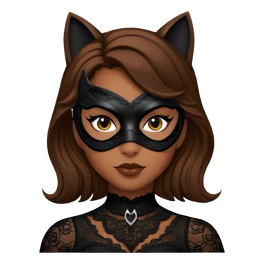 Catwoman capelli castani con mascherina di pizzo nero sticker